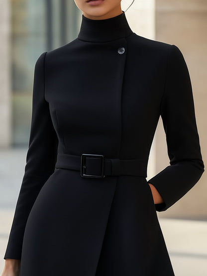 Elegant flared dress for women | Asymmetric Belted fit -2