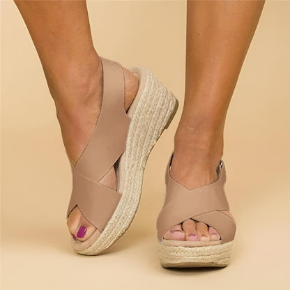 Comfort wedge espadrille cross straps sandals for women | Elara -1