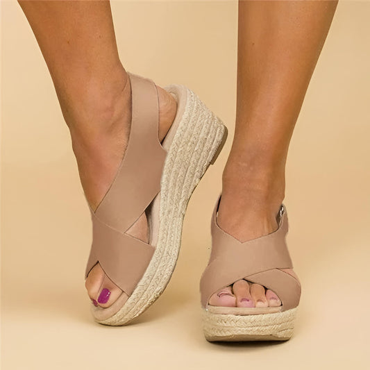 Comfort wedge espadrille cross straps sandals for women | Elara -1