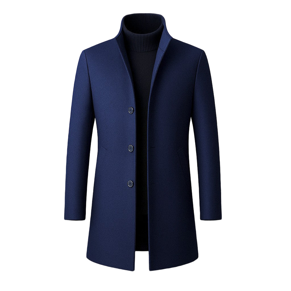 Classic high collar single-breasted coat for men | Adrien -4