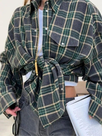 Checked timeless shirt for women | Maple -5