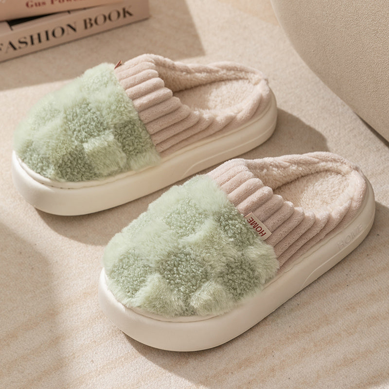 Winter cotton checked slippers for women | Janelle -4