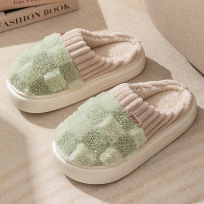 Winter cotton checked slippers for women | Janelle -4