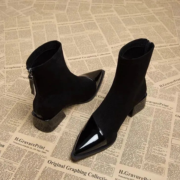 Refined ankle block heel modern boots for women | Selene -8