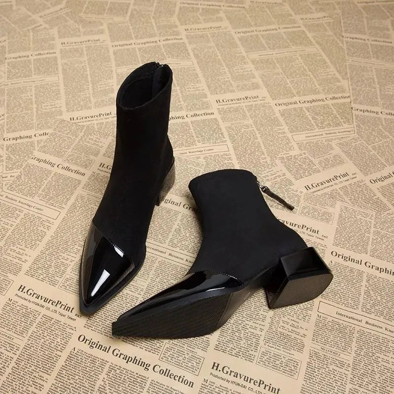 Refined ankle block heel modern boots for women | Selene -3