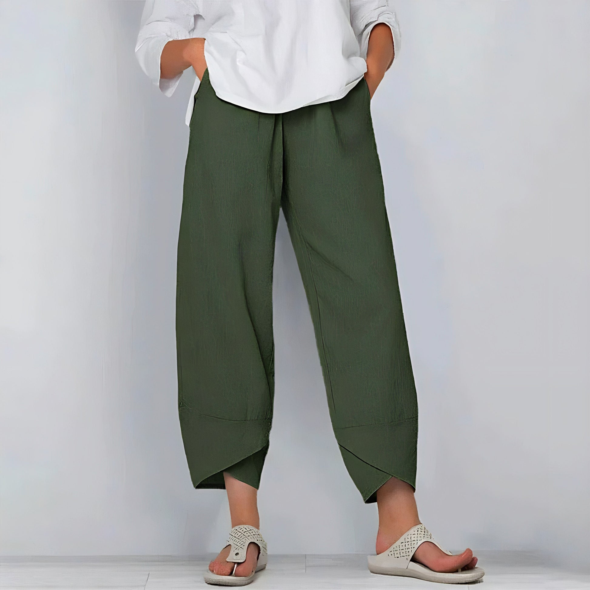 Wide-leg cotton trousers for women | Maia -6
