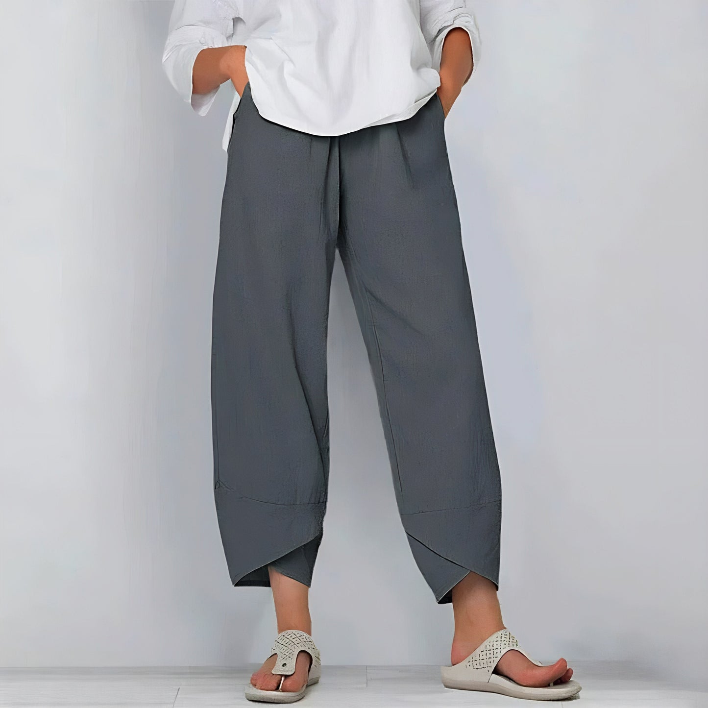 Wide-leg cotton trousers for women | Maia -3