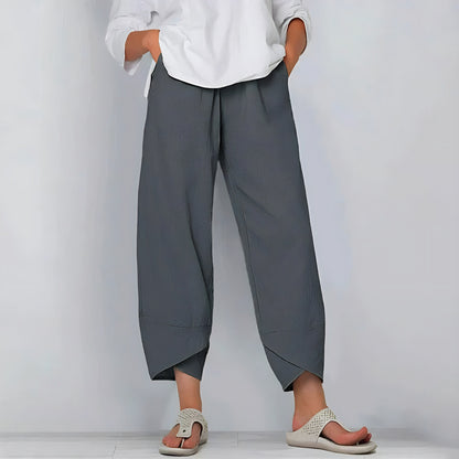 Wide-leg cotton trousers for women | Maia -3