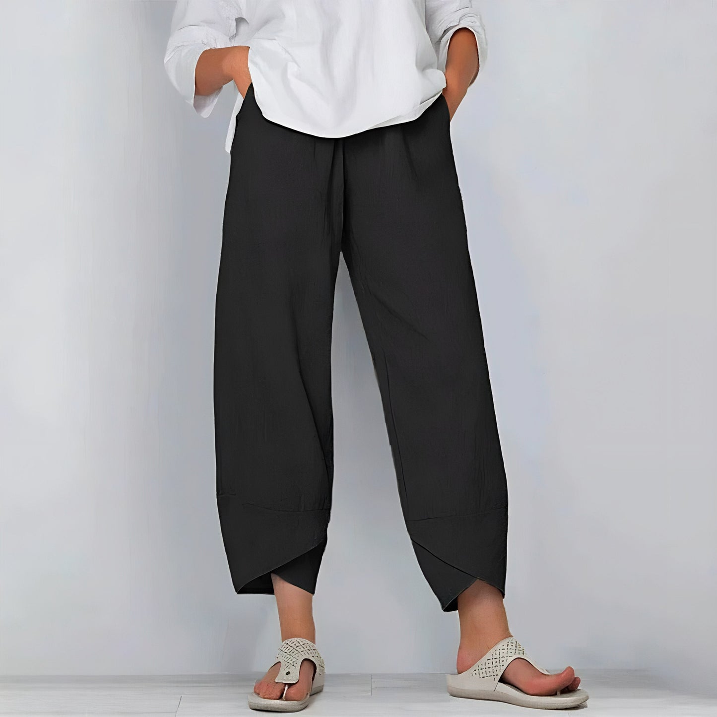 Wide-leg cotton trousers for women | Maia -2