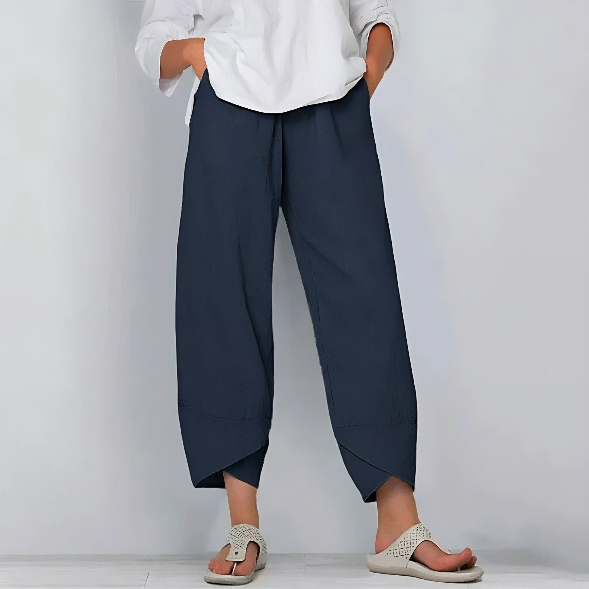 Wide-leg cotton trousers for women | Maia -4