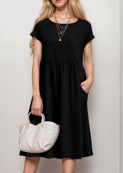 Mi-long casual cotton dress for women | Soline -2
