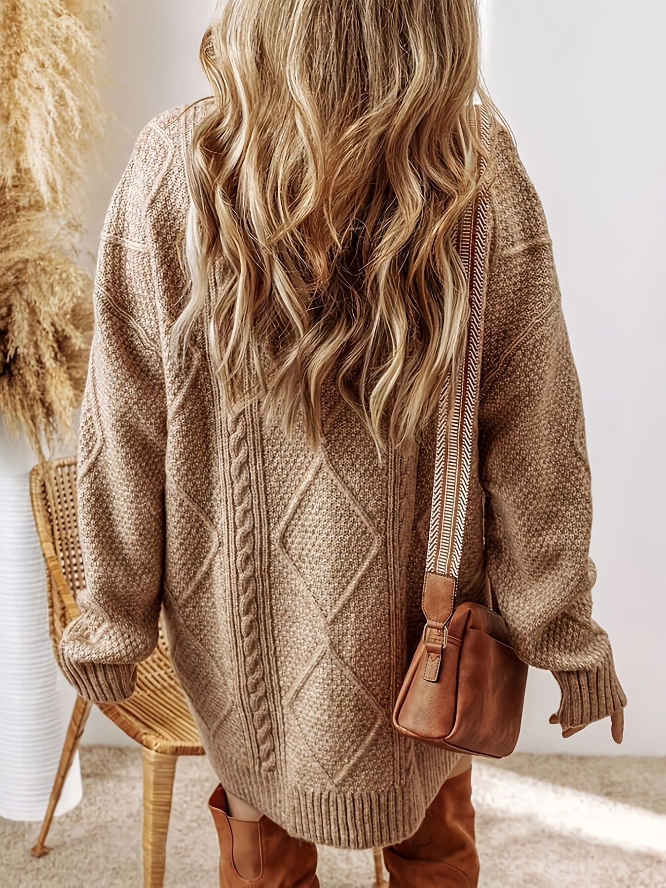 Juno cable knit dress sweater for women | Elara -2