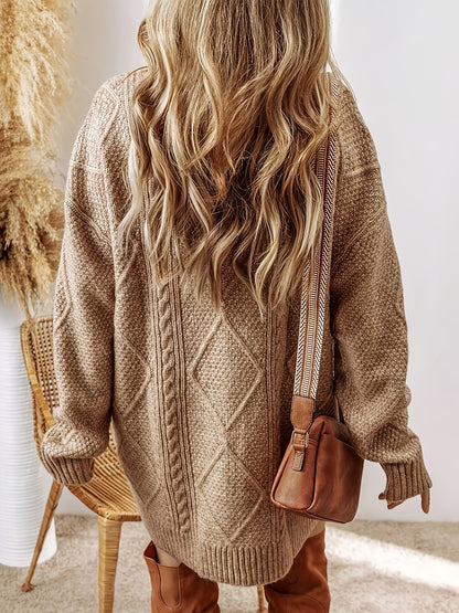 Juno cable knit dress sweater for women | Elara -2