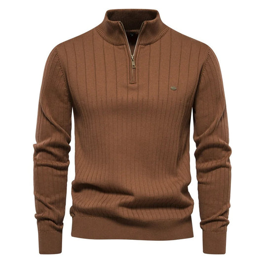 High collar zip-up sweater for men | Anthony -1