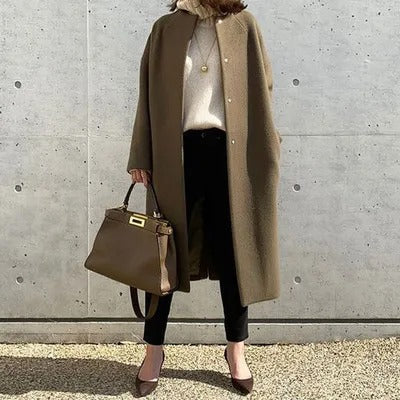 Straight elegant timeless coat for women | Anne Pairs -5