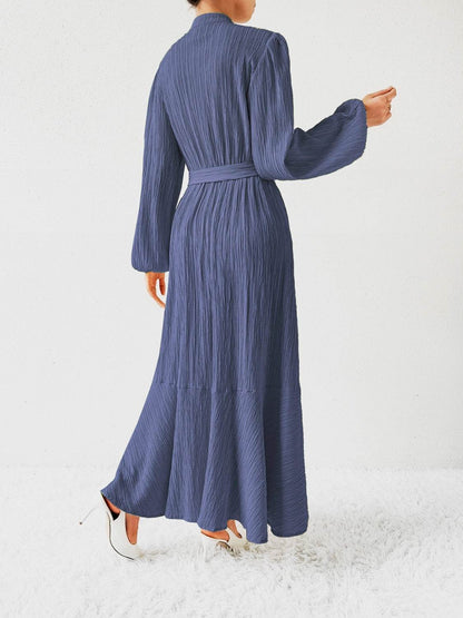 Maxi winter long-sleeve buttoned belt dress for women | Jacqueline -10