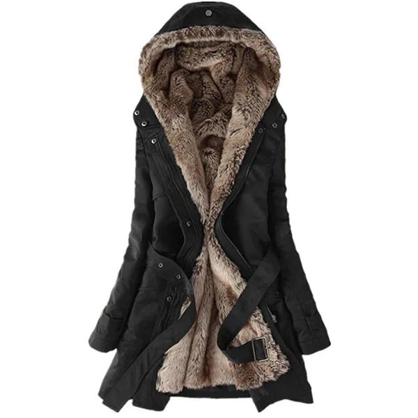 Winter hooded faux fur coat for women | Mila -4