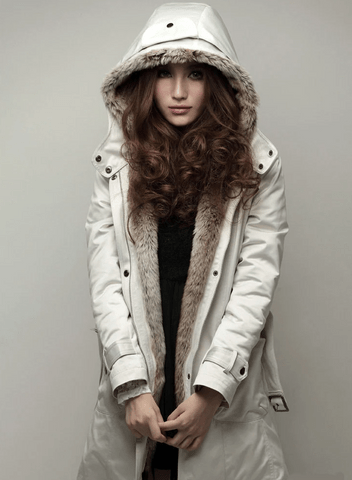 Winter hooded faux fur coat for women | Mila -3