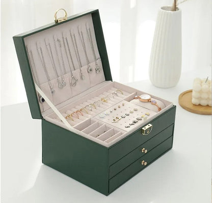 Coffret jewellery multicouche leather storage accessories for women -11