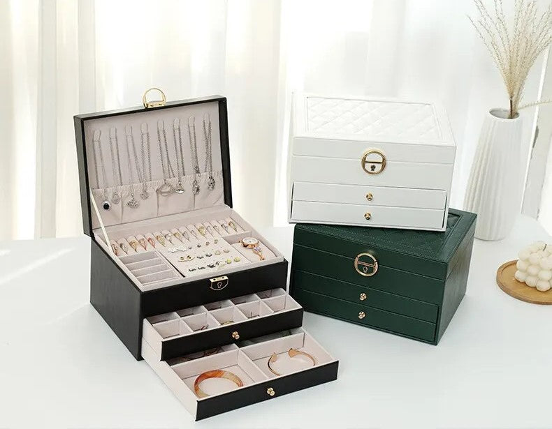 Coffret jewellery multicouche leather storage accessories for women -13