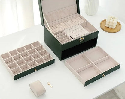 Coffret jewellery multicouche leather storage accessories for women -14