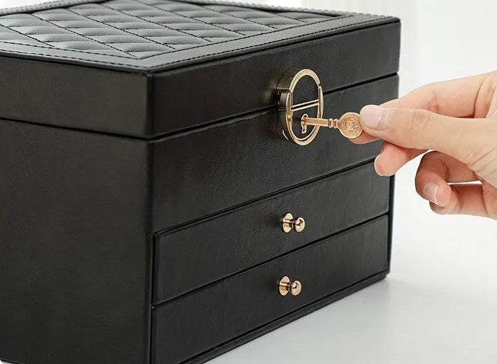 Coffret jewellery multicouche leather storage accessories for women -15