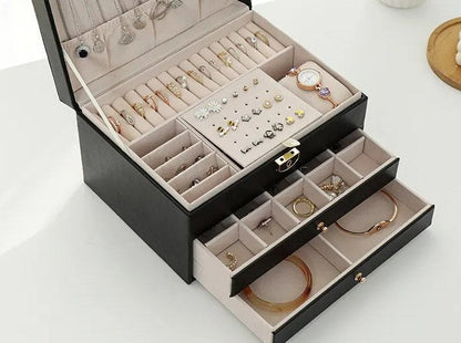 Coffret jewellery multicouche leather storage accessories for women -16