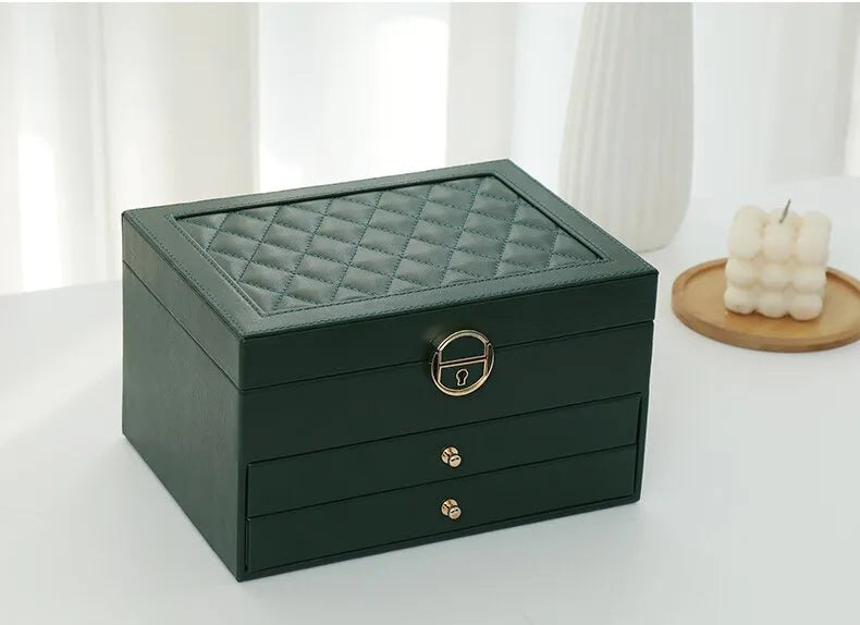 Coffret jewellery multicouche leather storage accessories for women -17
