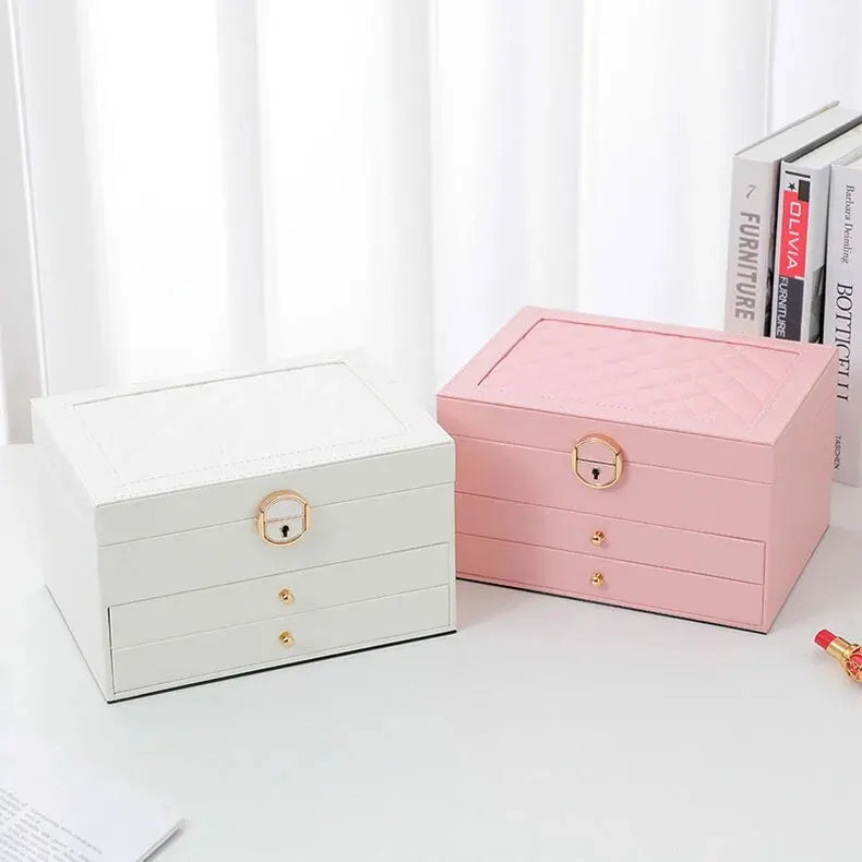 Coffret jewellery multicouche leather storage accessories for women -18