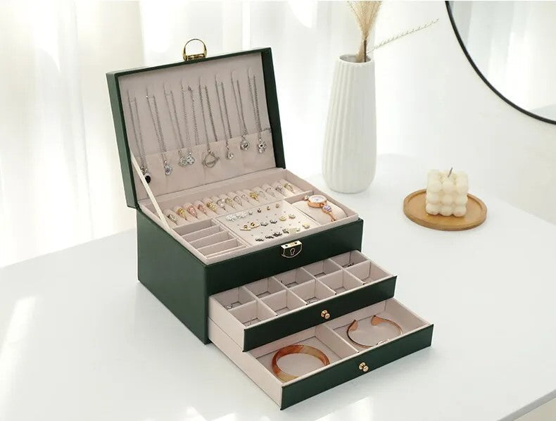 Coffret jewellery multicouche leather storage accessories for women -5
