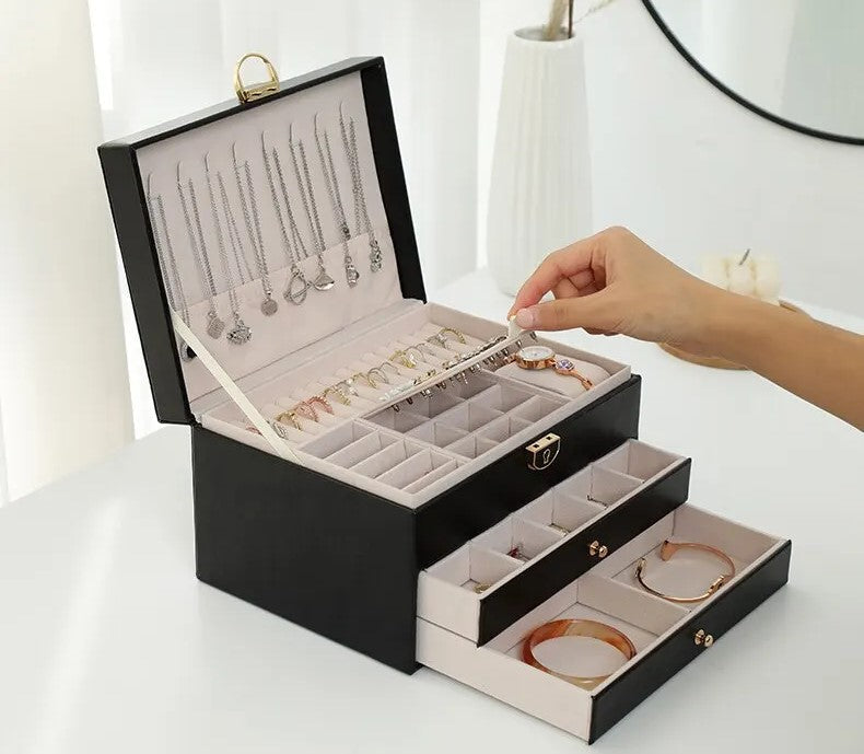 Coffret jewellery multicouche leather storage accessories for women -9