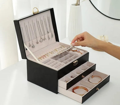 Coffret jewellery multicouche leather storage accessories for women -9