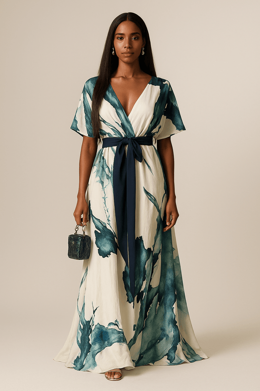 Watercolour elegant dress for women | Maxi -1