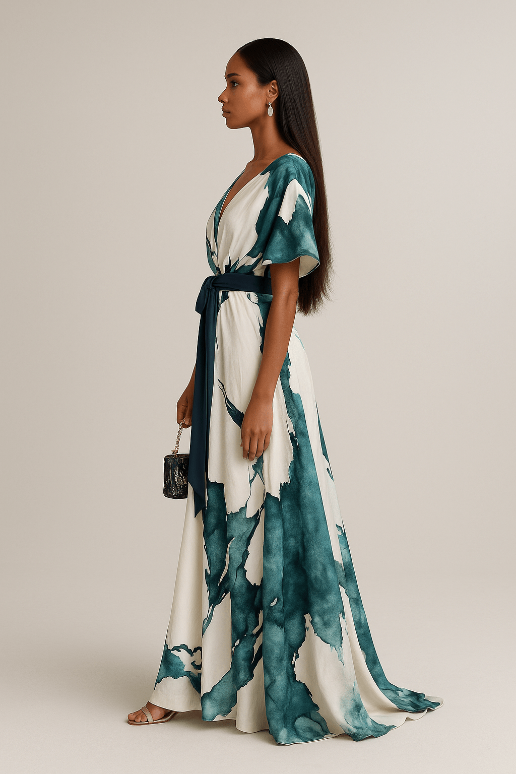 Watercolour elegant dress for women | Maxi -2