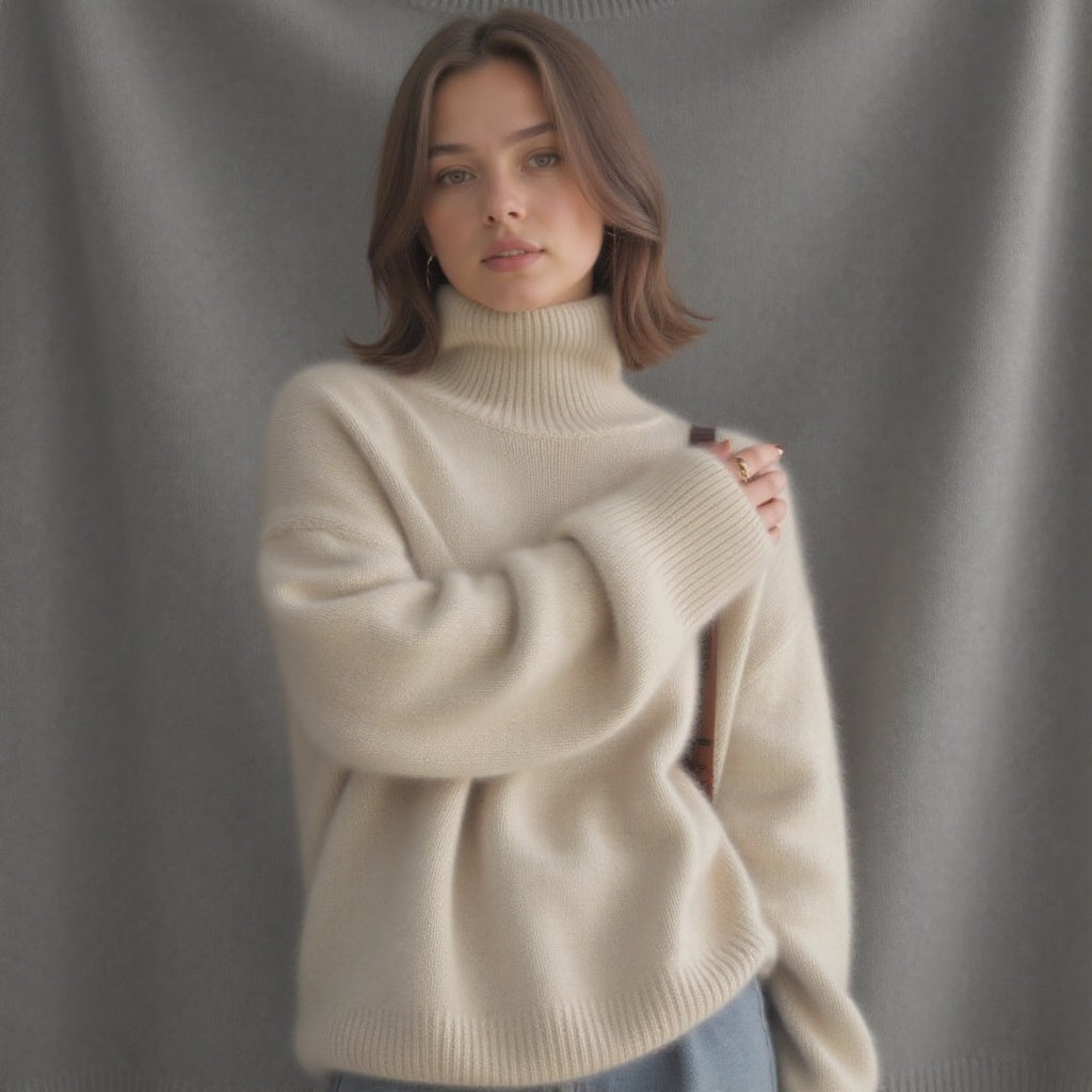 Oversized pullover sweater turtleneck for women | Alina -10