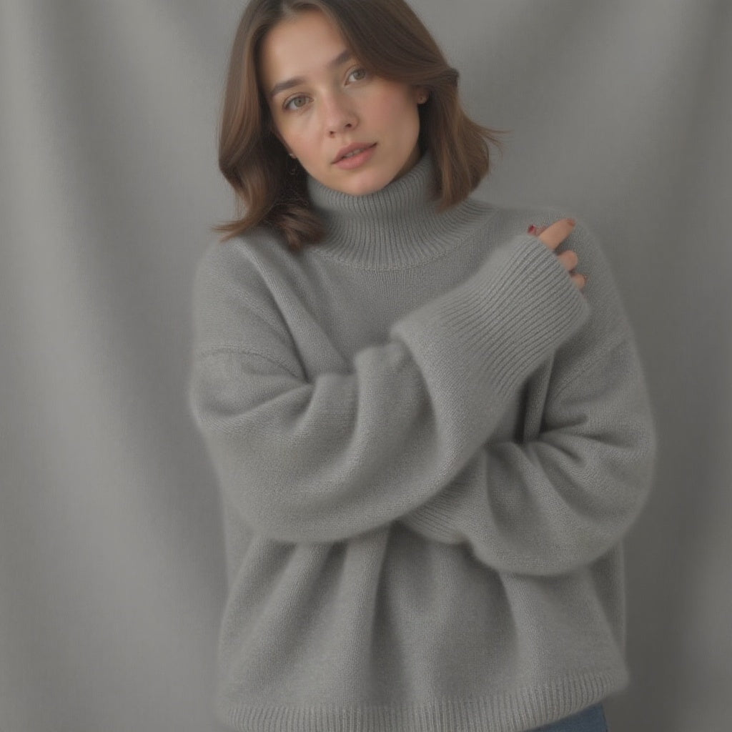 Oversized pullover sweater turtleneck for women | Alina -11