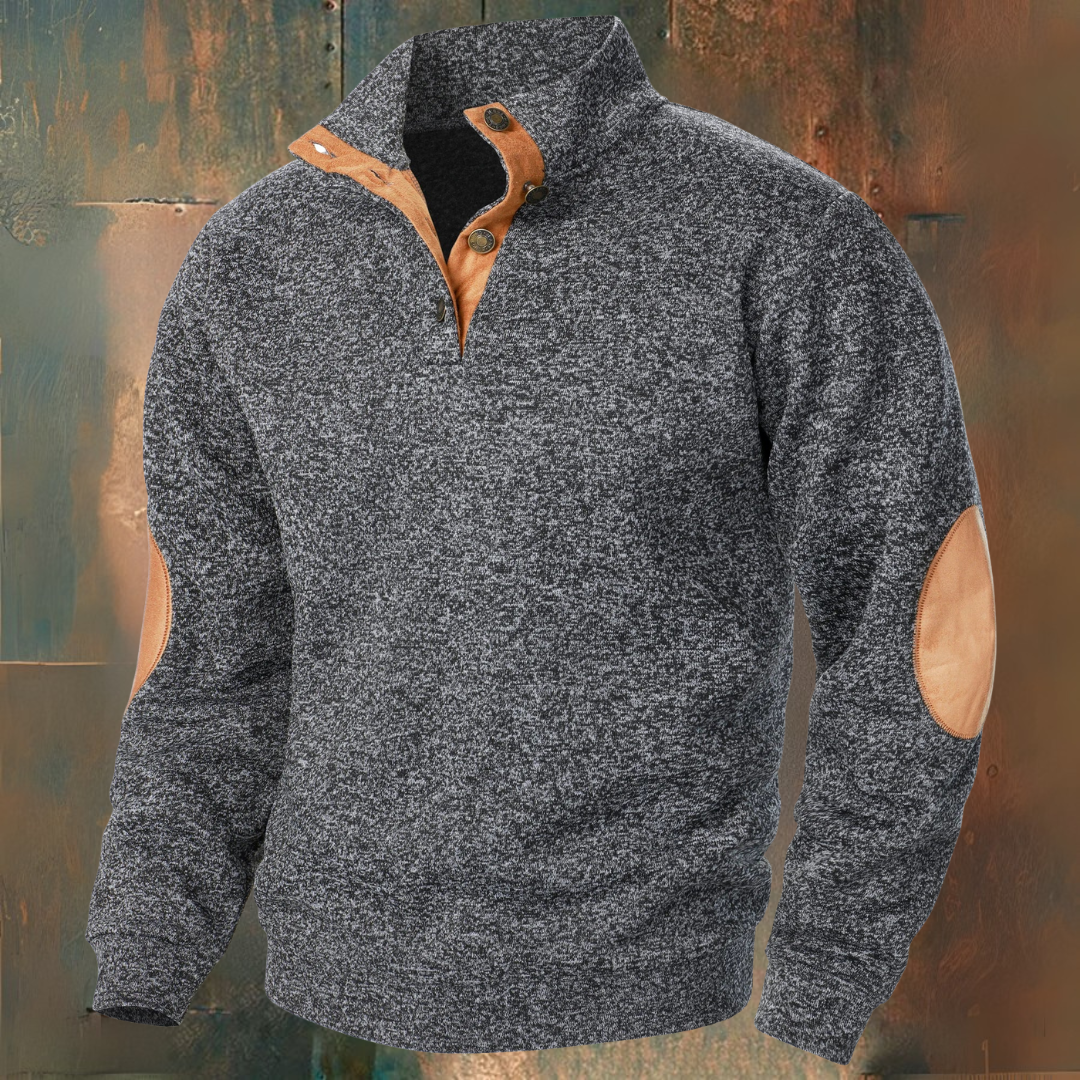 Buttoned collar elbow pads sweater for men | Adrien -8