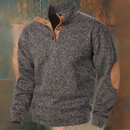 Buttoned collar elbow pads sweater for men | Adrien -2