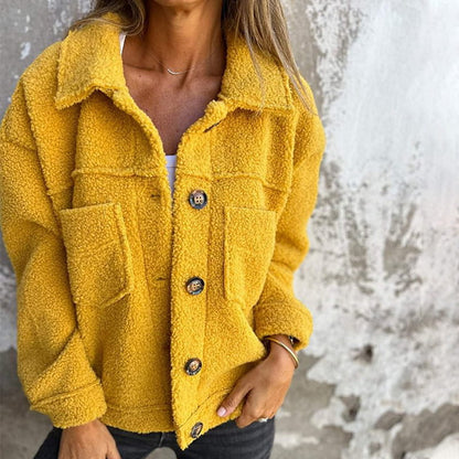 Short warm jacket for women | Buttoned -3