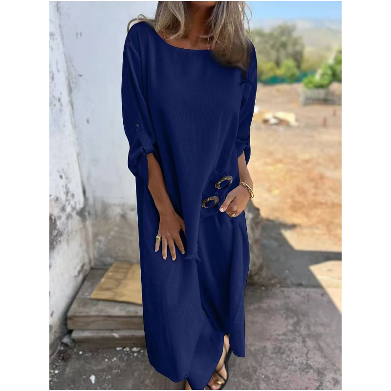 Stylish cotton-linen two-piece pants set dress for women | Elara -1