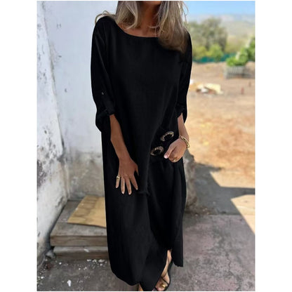 Stylish cotton-linen two-piece pants set dress for women | Elara -3