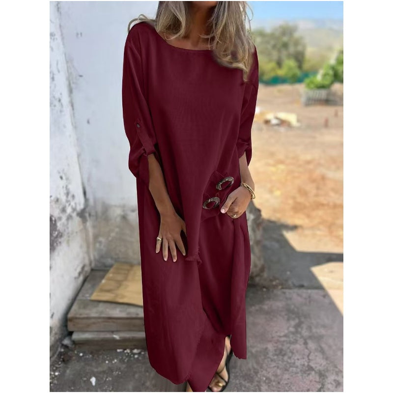 Stylish cotton-linen two-piece pants set dress for women | Elara -4