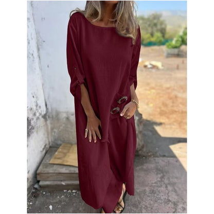 Stylish cotton-linen two-piece pants set dress for women | Elara -4