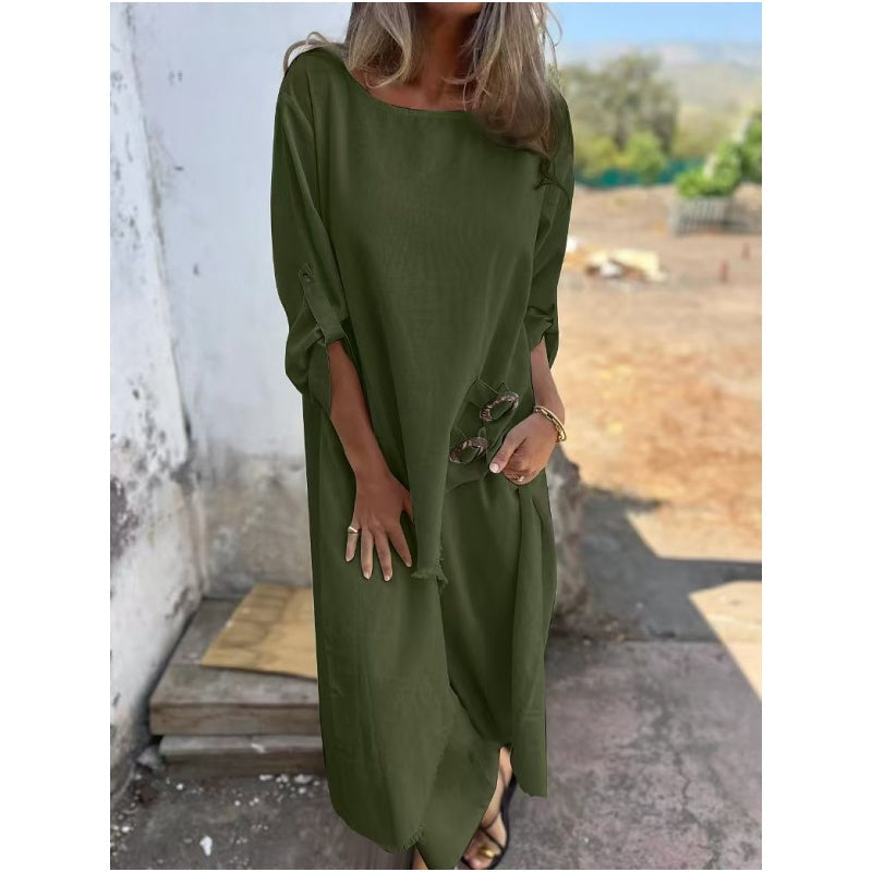 Stylish cotton-linen two-piece pants set dress for women | Elara -6