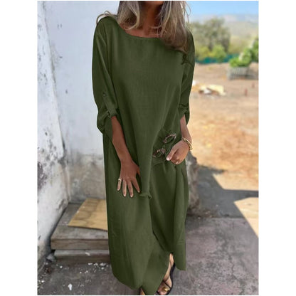 Stylish cotton-linen two-piece pants set dress for women | Elara -6