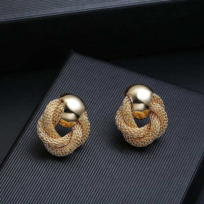 Circle cable-knit earrings for women | Janine -1