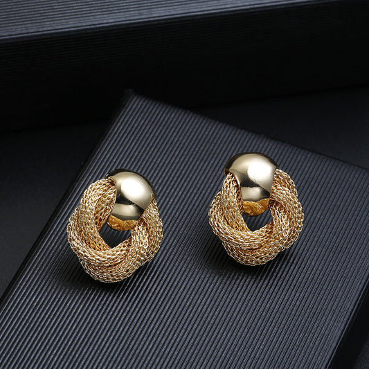 Circle cable-knit earrings for women | Janine -1