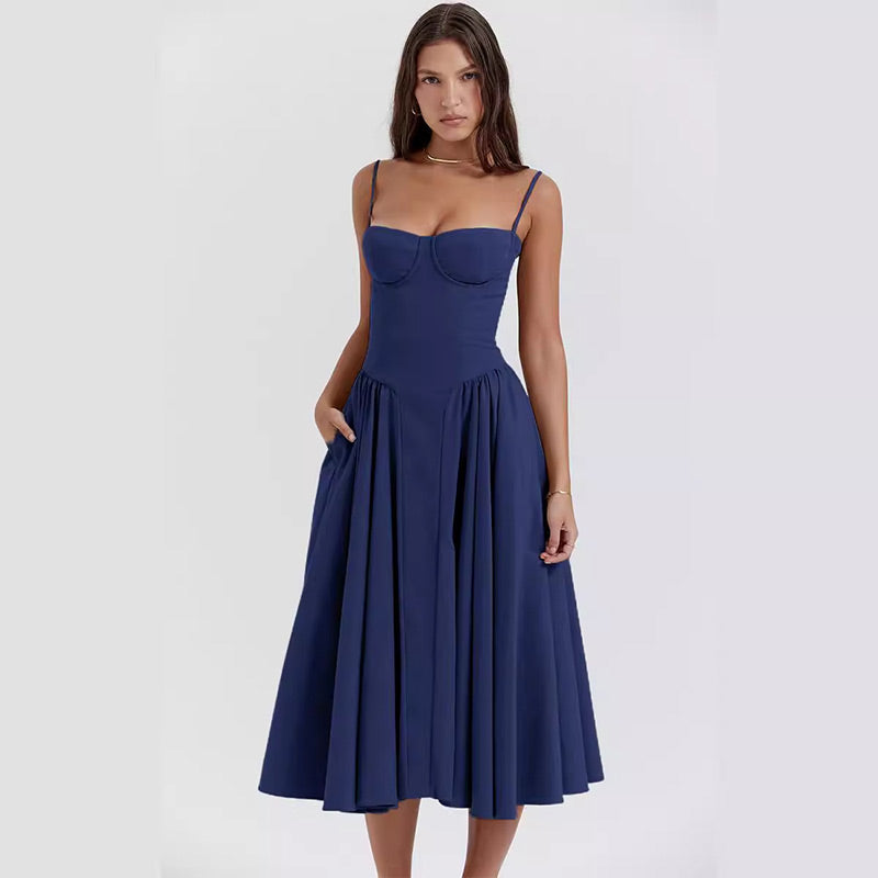 Pleated vintage charm dress for women | Bella -9