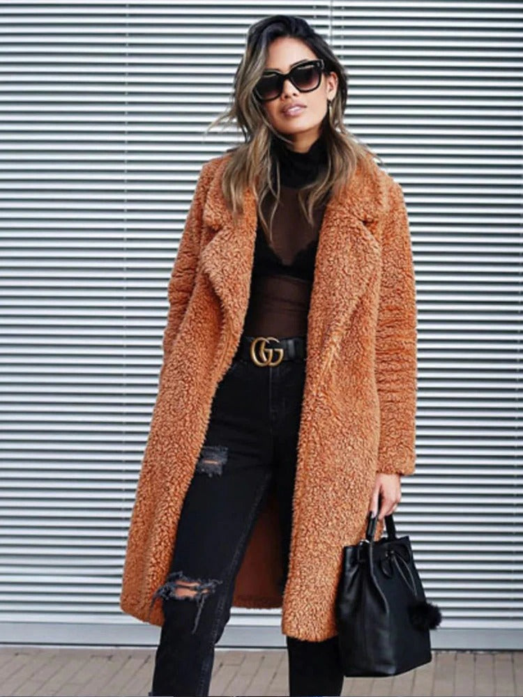 Long warm plush coat for women | Isla -12