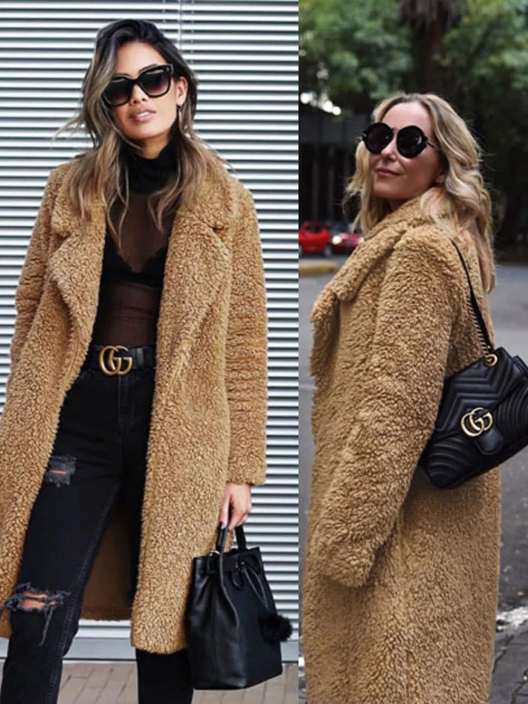 Long warm plush coat for women | Isla -9